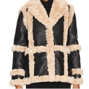 Women's Unreal Fur Faux Leather and Fur Coat